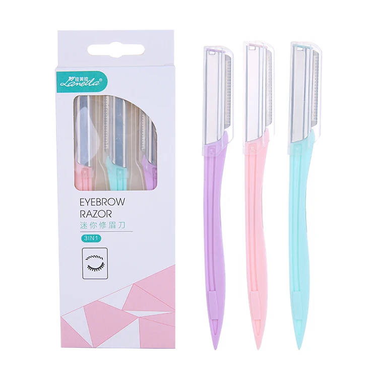 

Lameila New Lady 3pcs Dermaplane Blades Eyebrow Razor Facial Hair Remove Dermaplaning Tool Eyebrow Trimmer A0371, Pink, mint, purple or customized
