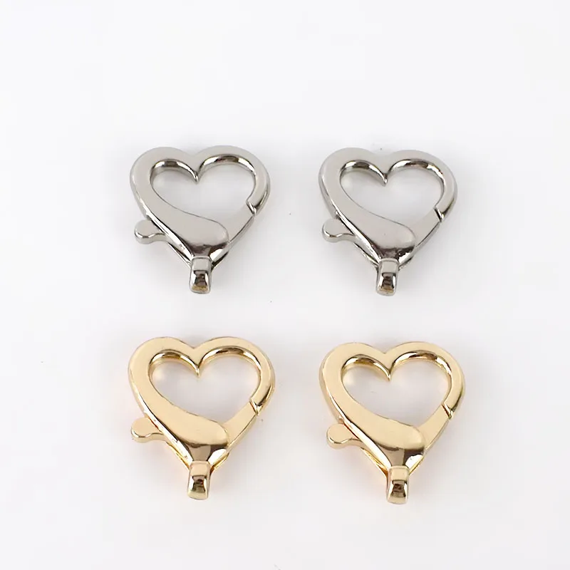 

MeeTee BF345 Alloy Heart Buckles for Bag Strap Chain DIY Love Shape Lobster Clasps Keychain Dog Buckle Snap Hook Accessories, Gold,sliver