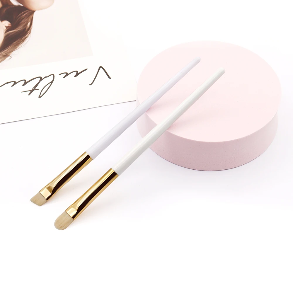 

White Handle Luxury Concealer Brush Private Label Nylon Hair Angled brow brush Customized Logo Gorgeous Eyebrow Dyeing Brush