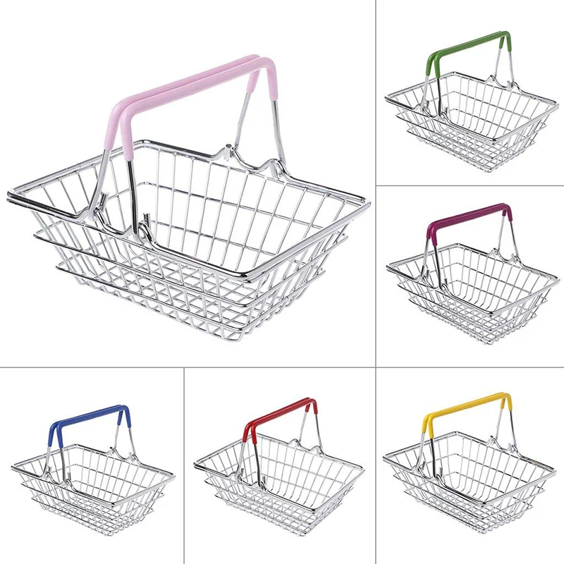 Mini Shopping Basket - Supermarket Storage Hand Basket - Kids Pretend ...