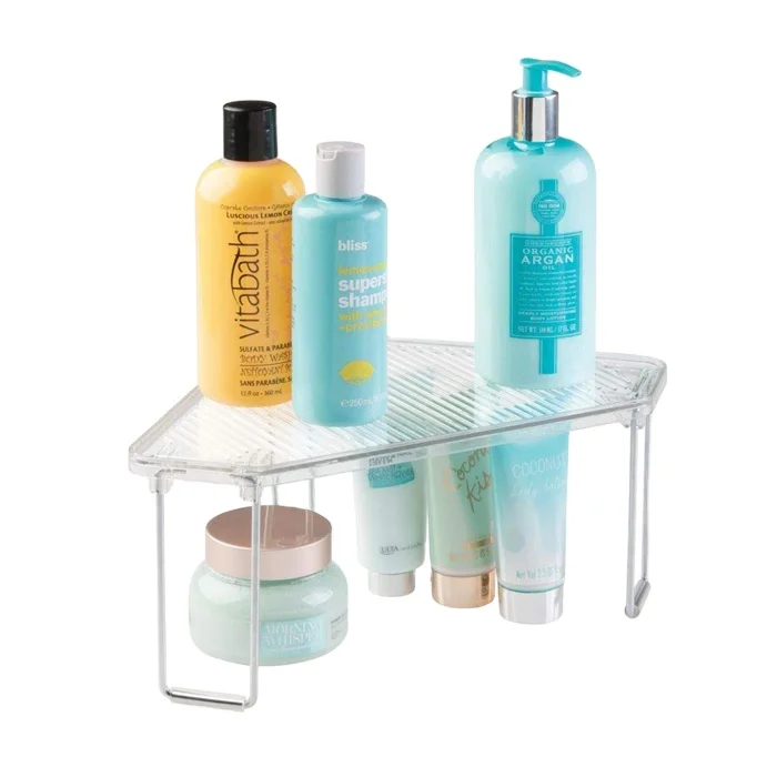 

Clear Corner Plastic/Metal Freestanding Stackable Organizer Shelf for Storing Cosmetics, Tissues