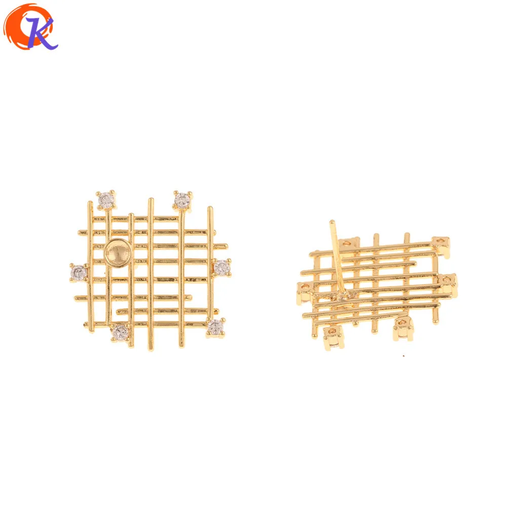 

Jewelry Accessories Cordial Design 20Pcs 19*20MM CZ Earrings Stud DIY Making Hand Made Genuine Gold Plating Earring Findings Je