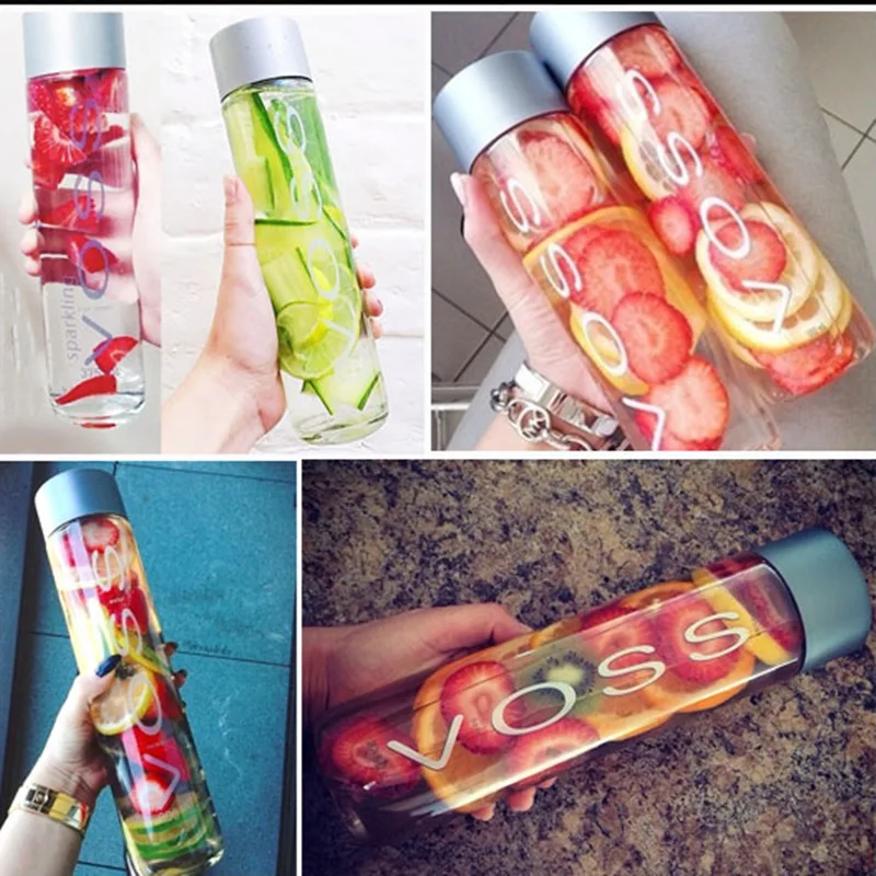 Plastic 375ml Voss Plastic Custom Voss Water Bottle With Metal Lid