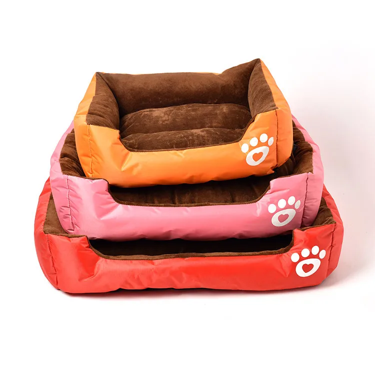 

Waterproof Pet Warm House Kennel Square Dog Cushion Bed Memory Foam, Blue, pink, gray