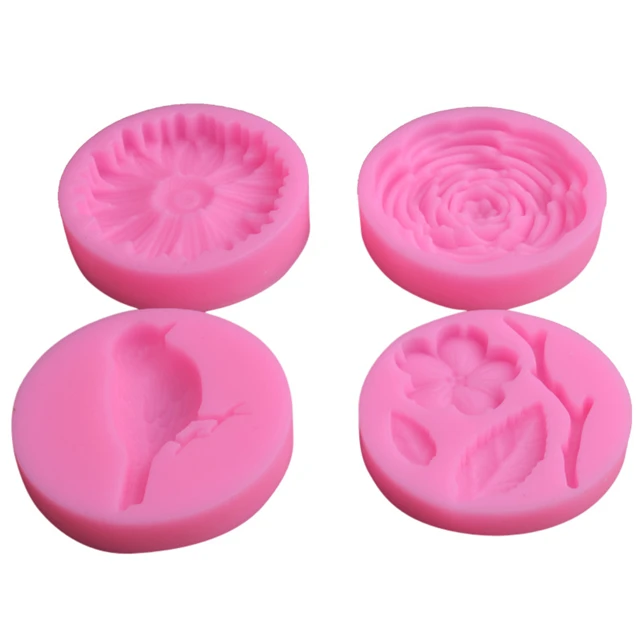 

New Style Small Flower Leaf Fondant Silicone Mold Handmade Clay Mold Kitchen Accessories, As show