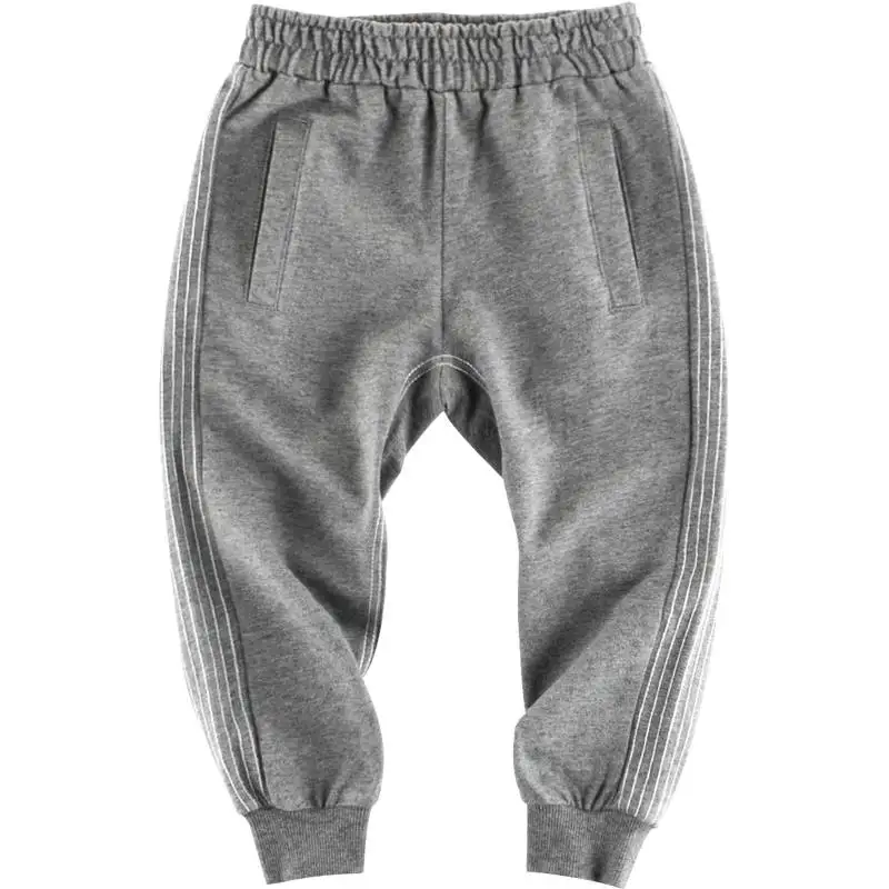 

Toddler Boy Spring Autumn Long Pants Cotton Kid Boy Gray Side Striped Sweatpants Boys Joggers Trousers for 2-7T, As photos