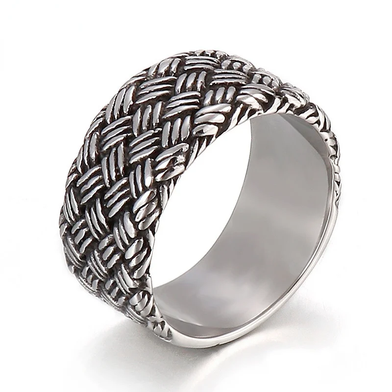

Wholesale Selling Jewelry punk Retro Weave stainless steel ring for men
