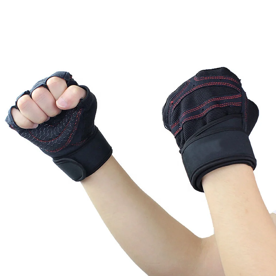 

Adjustable Weighted Half Finger Workout Gloves, Black+red;black+grey