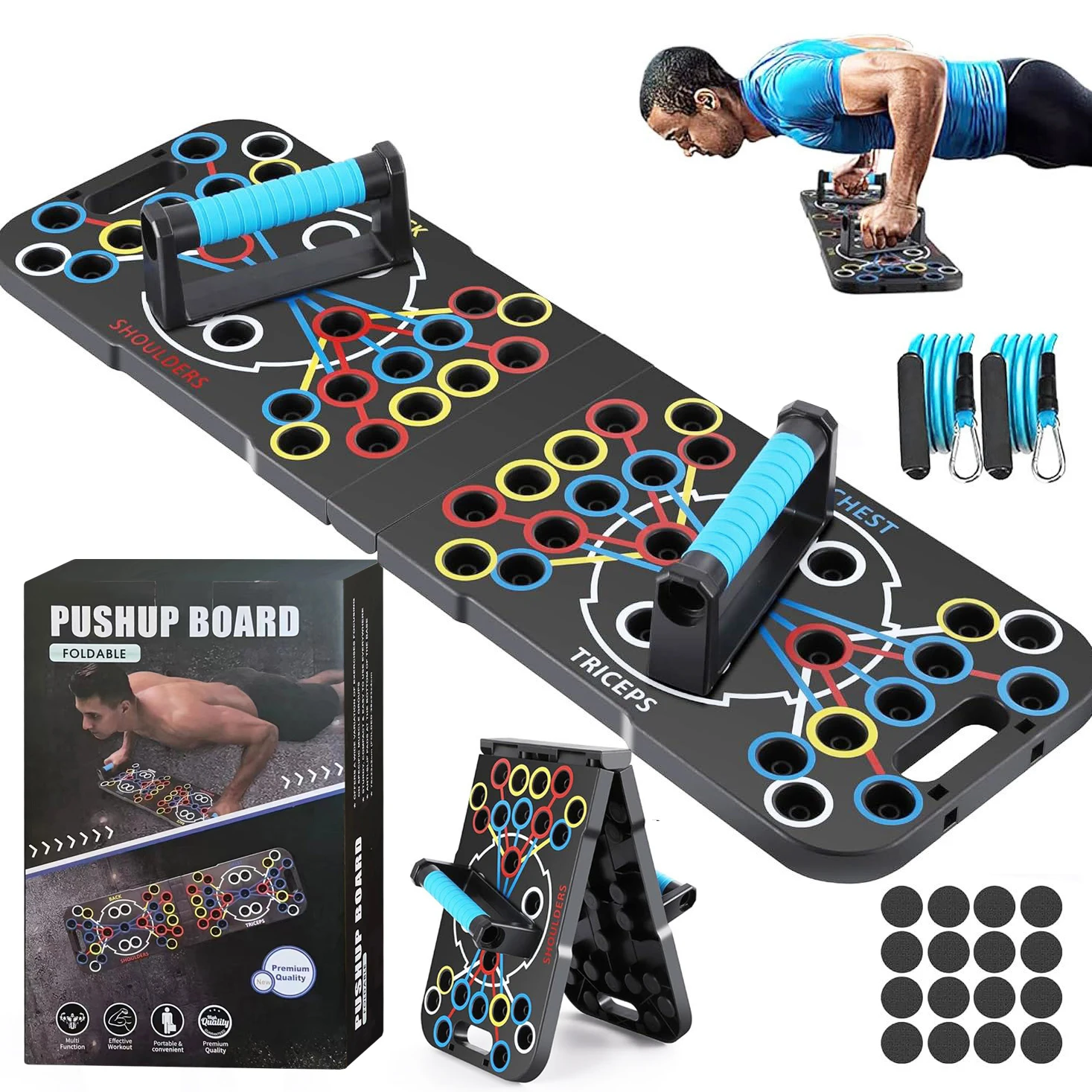 THYFIT Home Gym Workout Equipment New Design 54 Holes Multifunction Foldable Push-up Board ABS for Abdominal Muscle Training