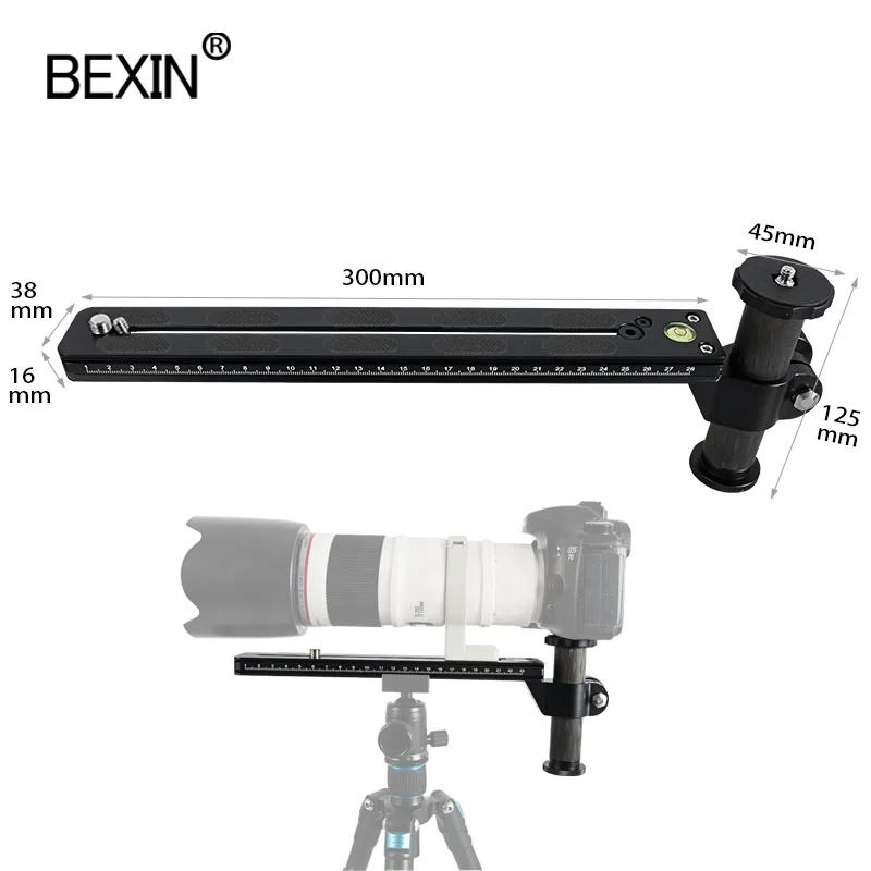 

BEXIN Arca Standard Telephoto Lens Support SLR Camera Carbon Fiber Column Long-focus Holder Plate for SLR Video Camera, Black