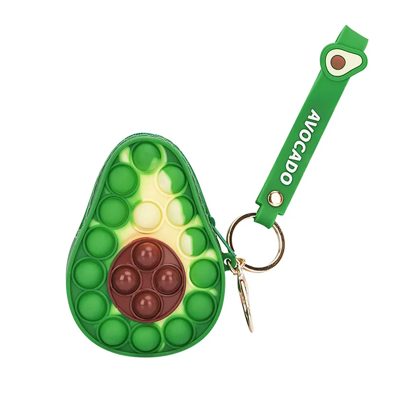 

Avocado Coin Purse Kids Keychain Wallet Push Bubble Fidget Stress Reliever Toys, As show