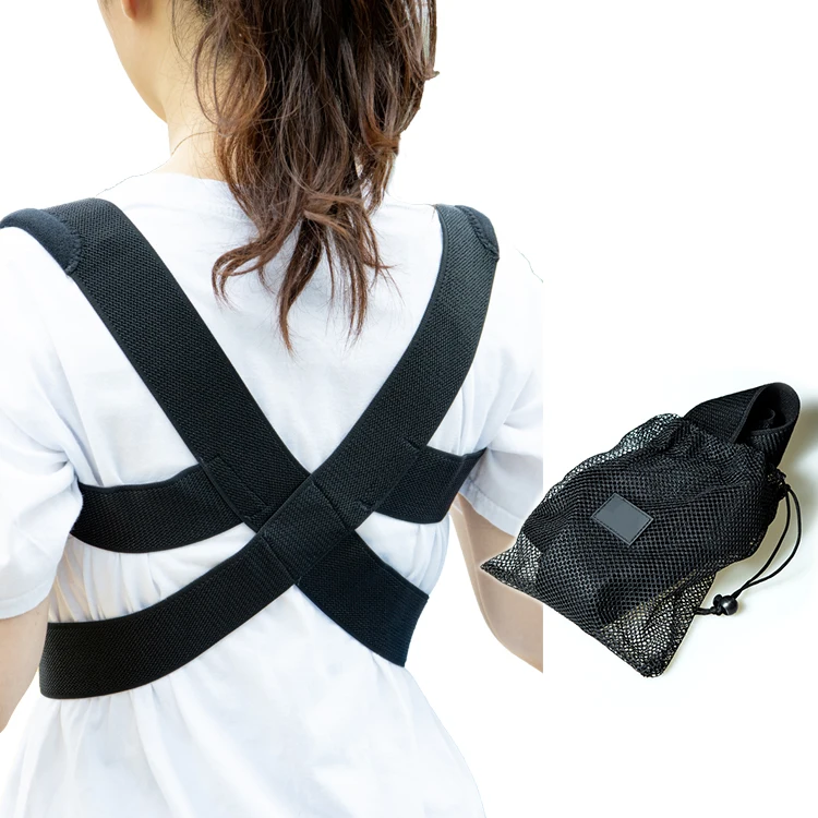 

Neoprene adjustable upper back shoulder support brace posture corrector, Black