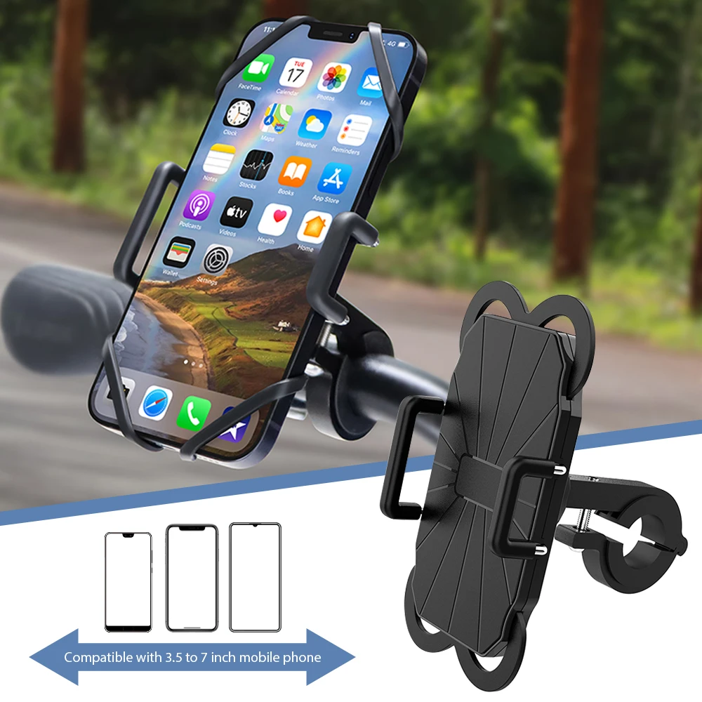 

360 Degree Rotation Flexible Non-Slip Outdoor Bike Mount Phone Holder Motorbike Phone Mount For Cell Phones, Black, custom color