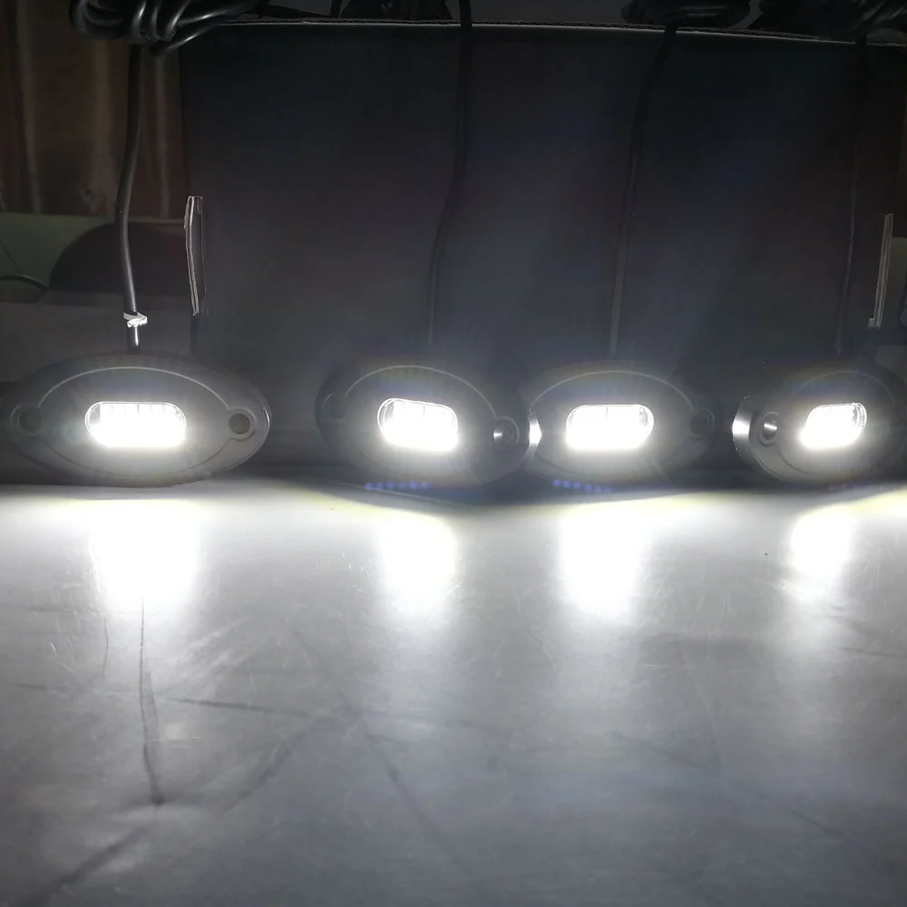 4Pods 24w Led Rock Light Kit White Waterproof LED Neon Underglow Light for Car Truck ATV UTV SUV Offroad Boat