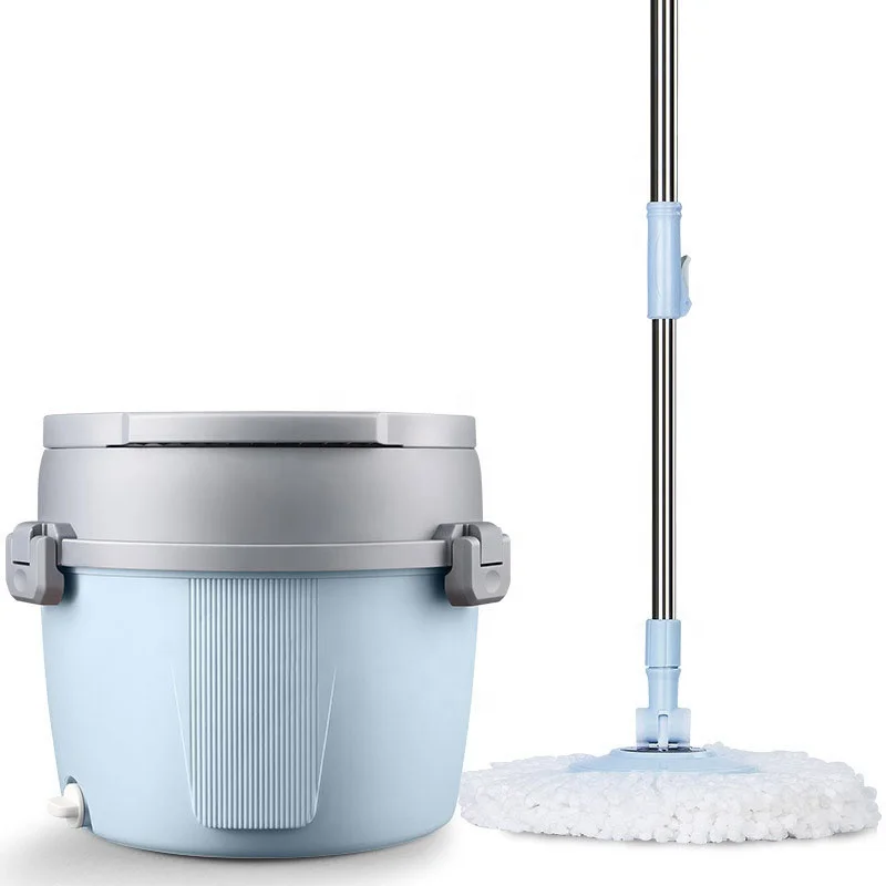 

51" Extended Handle 360 Spinning Mop Bucket Floor Cleaning System with 2 Microfiber Replacement Head Refills, Blue, pink, green