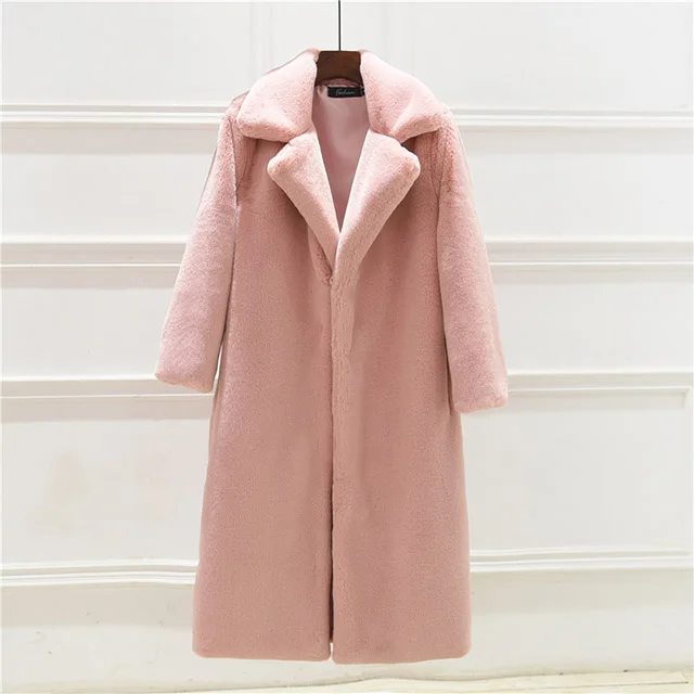 

2019 Golden Fox Fur Coats Rabbit Fur Coat Long Fur Coat Warm Outwear, As picture