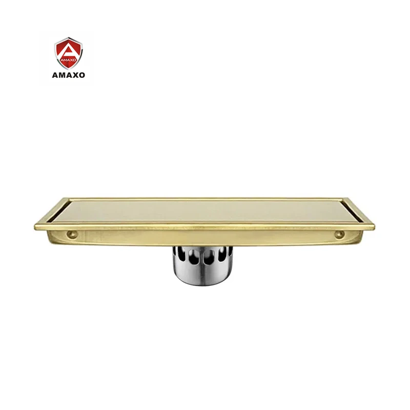 

30cm sus 304 brushed gold bathroom shower tile insert stainless steel floor drain