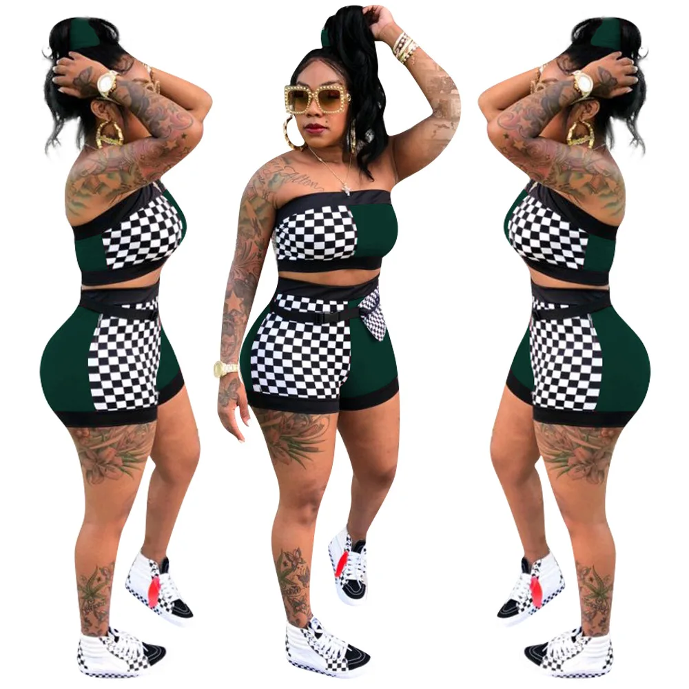 

top selling products 2021 Galaxy Tube 2 Piece Pants Set Summer Outfits Two Piece Biker Short Sets For Women Clothing, Picture