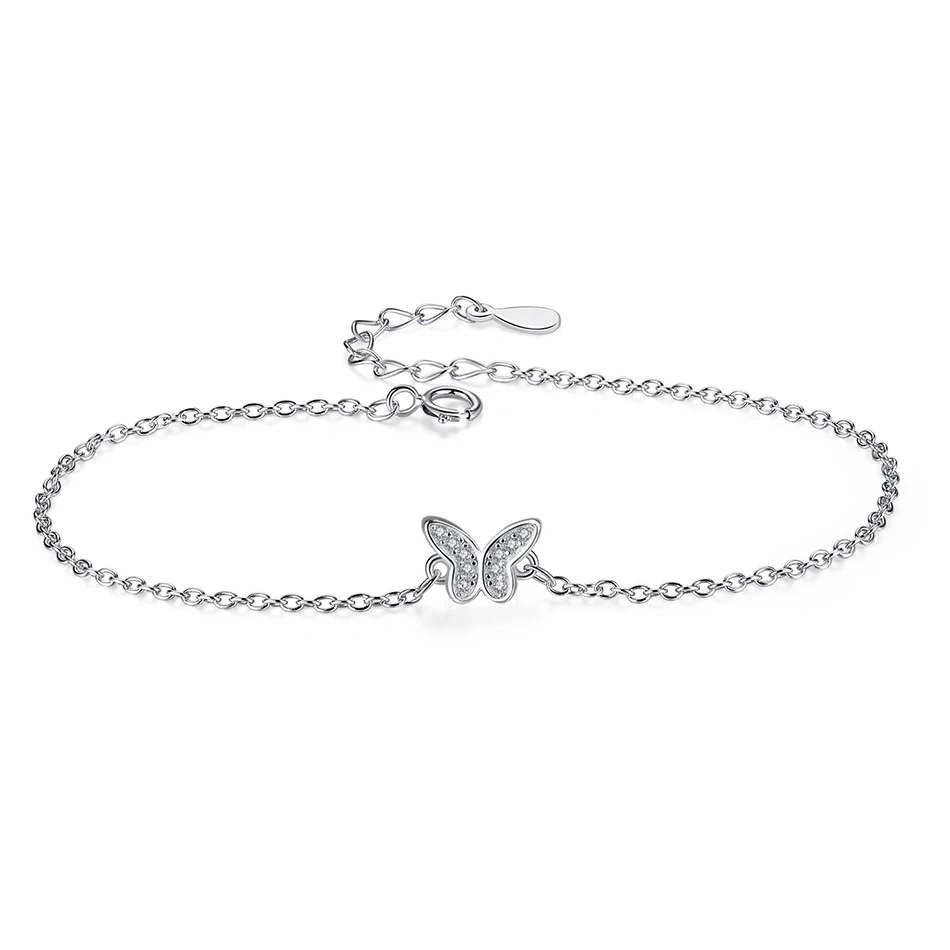 

Luxury band 925 Sterling Silver Butterfly Bracelet Women Wedding Jewelry Cubic Zircon Charm Bracelet