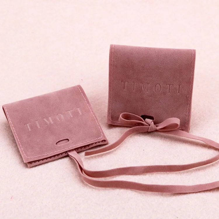 

Jewelry packaging Custom logo embossed small velvet bag for jewelry pink suede bags jewelry packaging pouch with flap, Pink,brown,black,grey,blue,white or customized