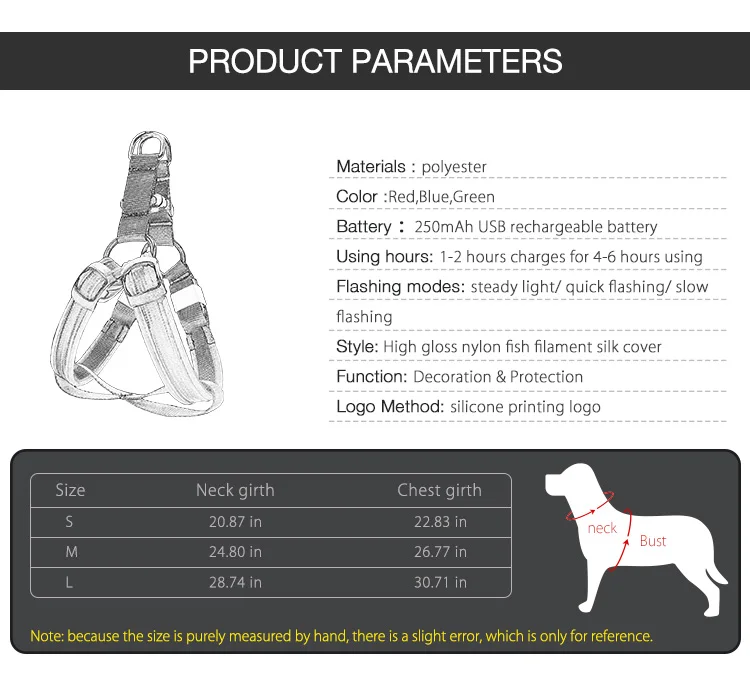 Wholesale Night Lighting Dog Training Safety LED Pet Harness