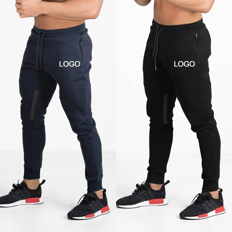 

Custom Logo Men Pans Cotton Polyester Skinny Leg Jogger Sweatpants Slim Blank Solid Gym Tech Jogger Trousers Zipper Patterned