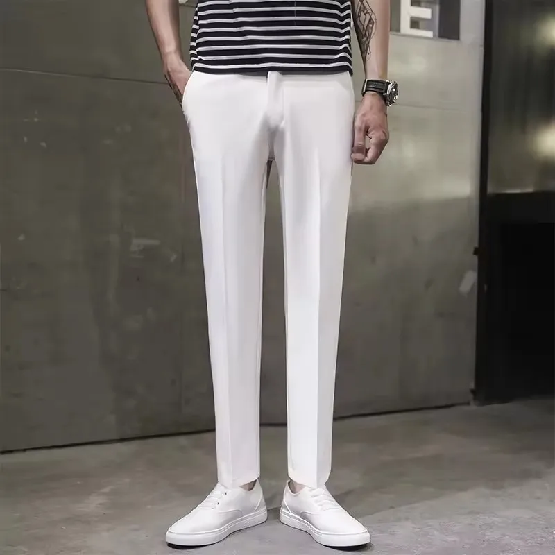 Men's Straight Suit Pants Summer Men's Cropped Trousers Business Casual Sagging  Trousers Leisure Pants Holiday