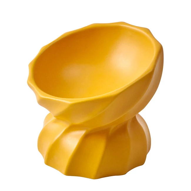 

wholesale raised ceramic cat feeder bowl inclined neck protected no slip plain ceramic dog bowl set, Blue, white, yellow