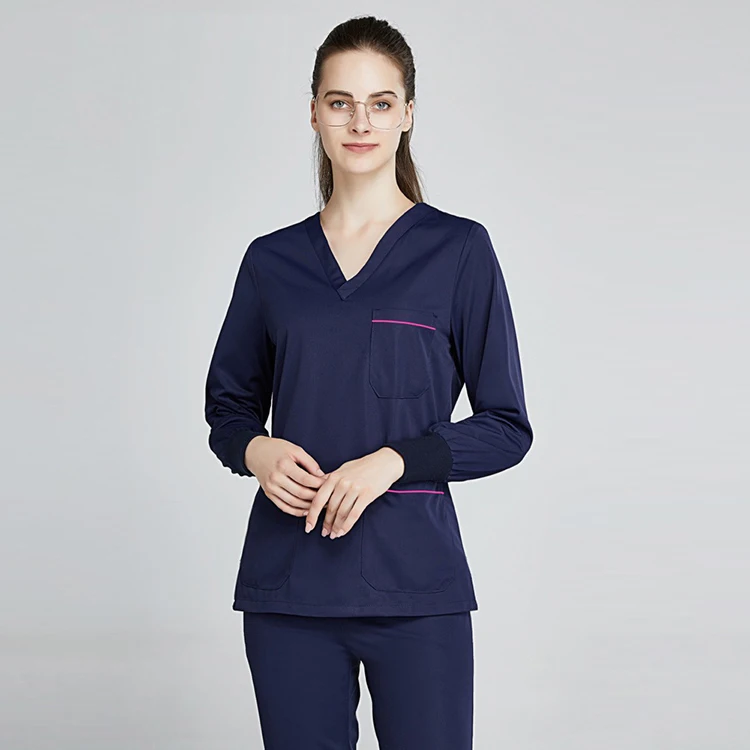 

polyester cotton women female salon spa scrub suit sets medical hospital uniform