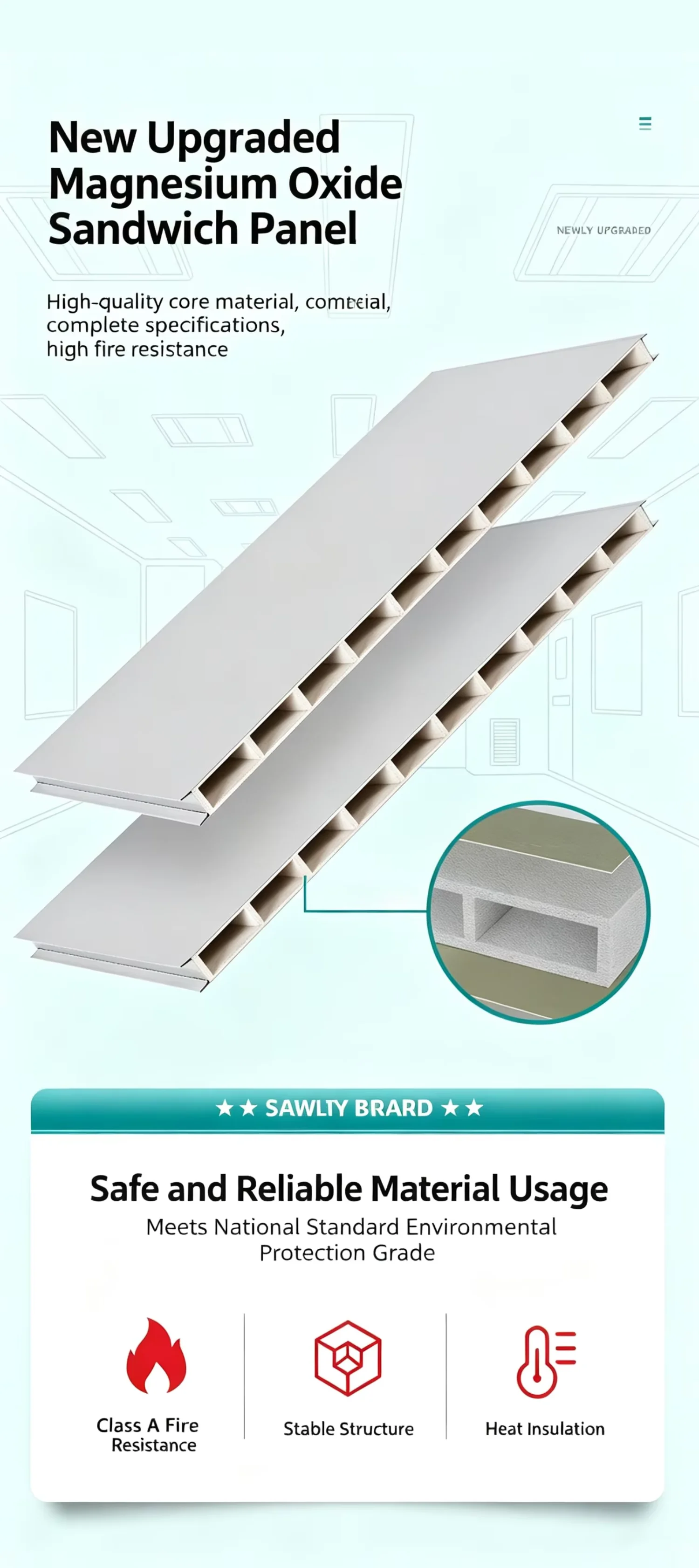 Floor Roof Building Panel, Waterproof, MGO - detail 2