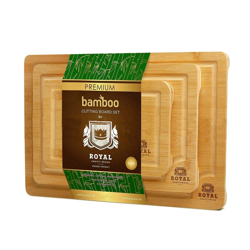 

Wholesale Natural Organic 3-piece Set Bamboo Cutting Board Kitchen Wood Chopping Board