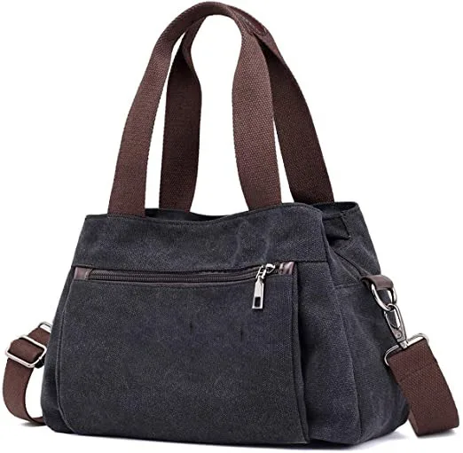 

2020 New High Quality Custom Logo Cotton Canvas Multi Compartment Tote Purse Bags