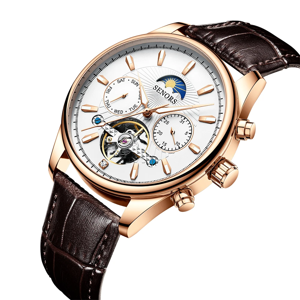 

Luxury Watch Mechanical Moon Phase Calendar High Quality Automatic Tourbillon Mechanical Man Watch