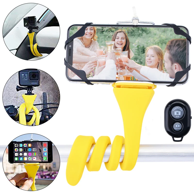 

Motorcycle Handlebar Mount Phone Holder Bike Cellphone Holder Silicone Flexible Selfie Stick Holder for Car Bicycle