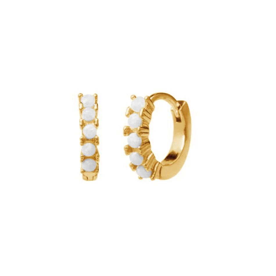 

Sterling silver factory 18k gold plated wholesale fashion hoop earrings opal huggies earrings for women