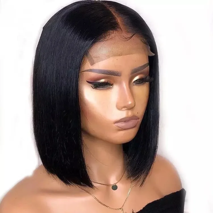 

Cuticle Aligned 13x6 Bob Wigs Blunt Cut Unprocessed Raw Virgin Indian Human Hair Lace Wigs