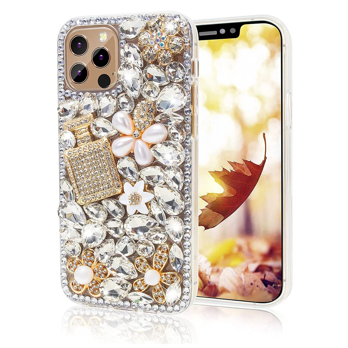 

for iPhone 13 Pro Max Luxury Rhinestone phone case Women Gift Bling Diamond Clear Cover for iPhone 12 11 Pro XR Xs Max 8 7 Plus, White, black, pink, green, purple, red