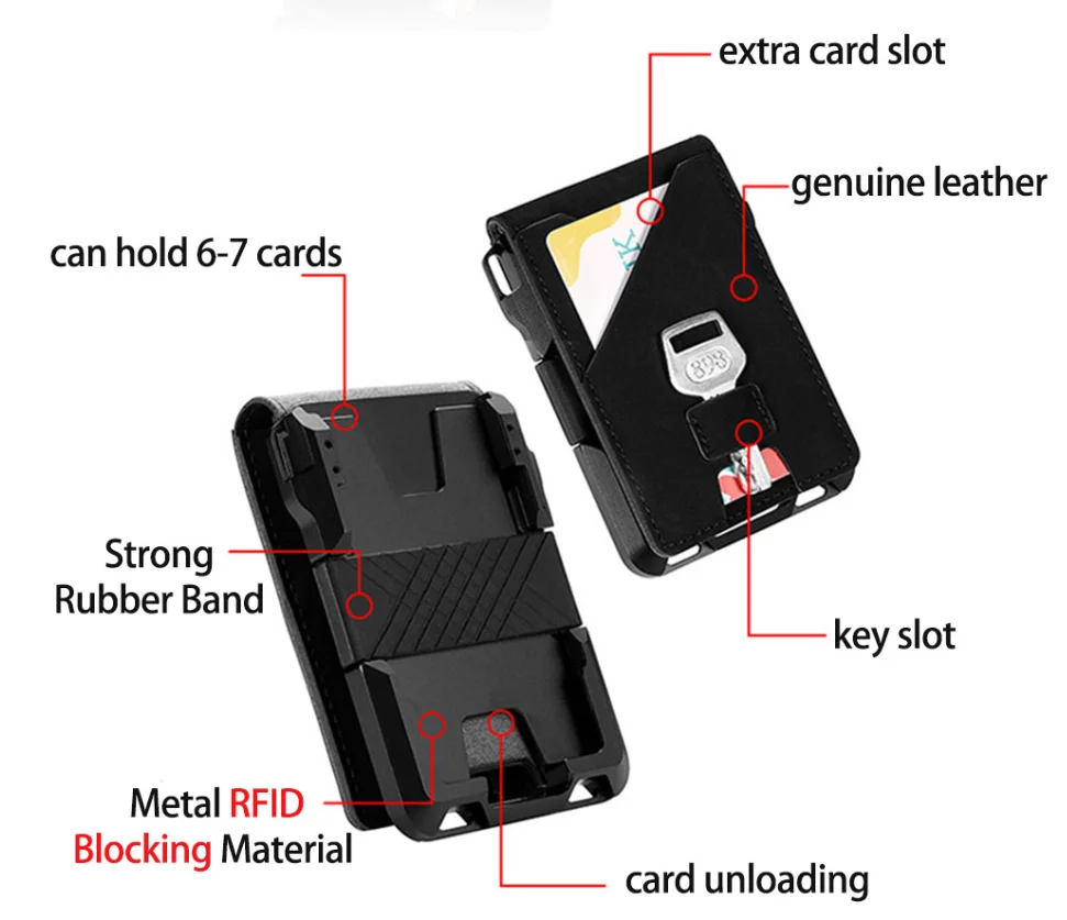 
Hot Selling Popular Custom Metal Aluminum Business Credit Card Holder Wallet Multifunction CNC Machined Wallet for Men & Women 