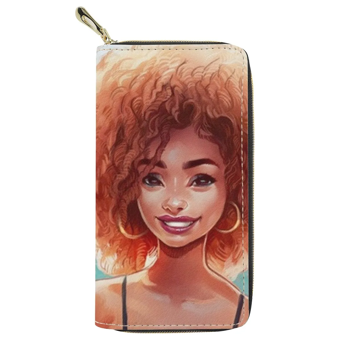 

Trending leather wallet temperament black girl painting custom logo graffiti wallets for zwomen foreverfor you