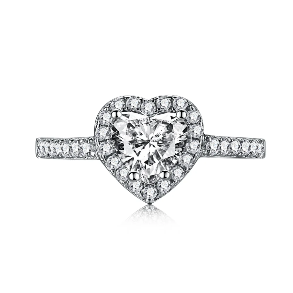 Dylam 925 Sterling Silver Heart Ring Women Adjustable Rings Jewelry Moissanite Drip Gold and Engagement Ring