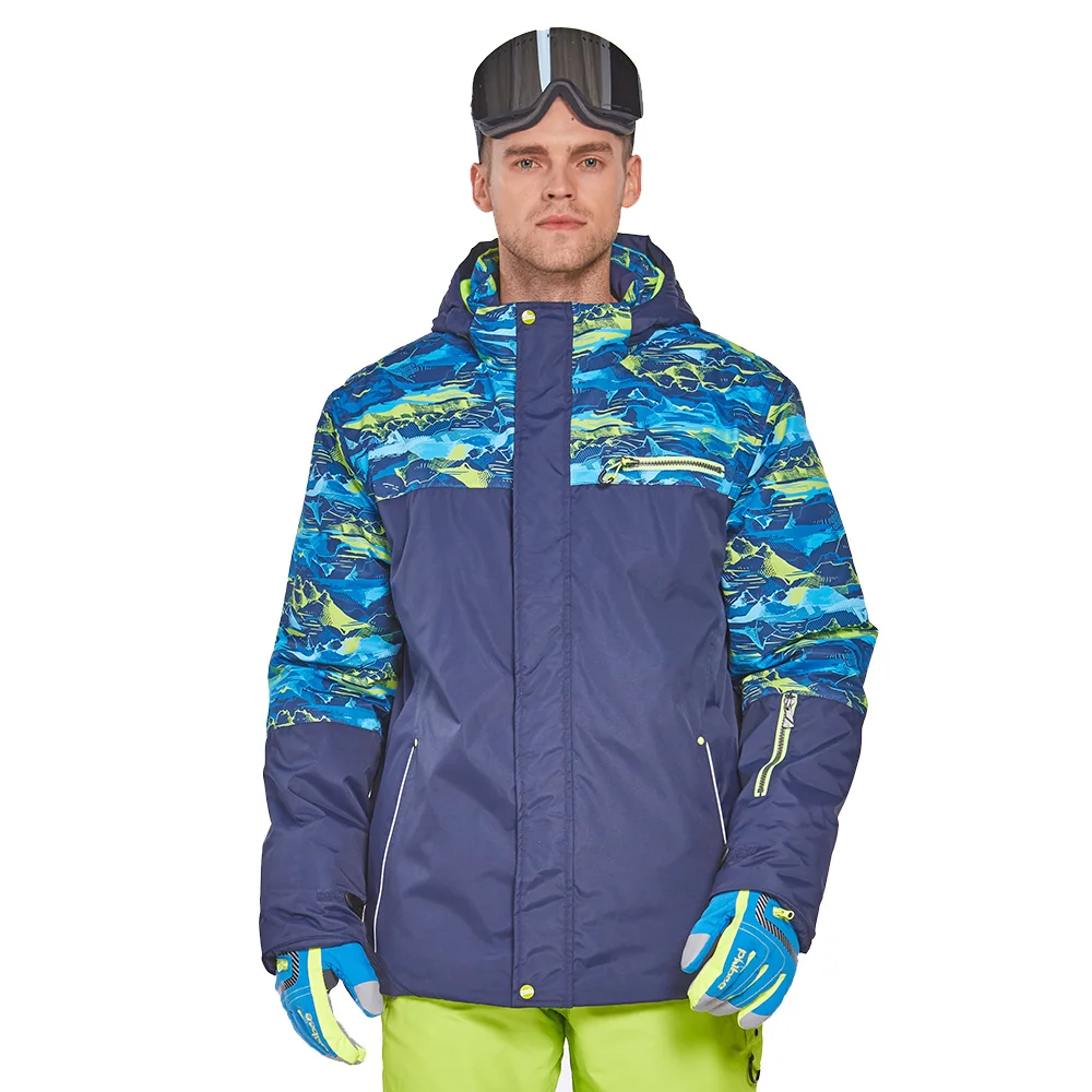 

Men Hooded Weatherproof Ski Snow Coat 100% Polyester Breathable Snowboard Jacket with Fleece Lining Ski Wear Factory