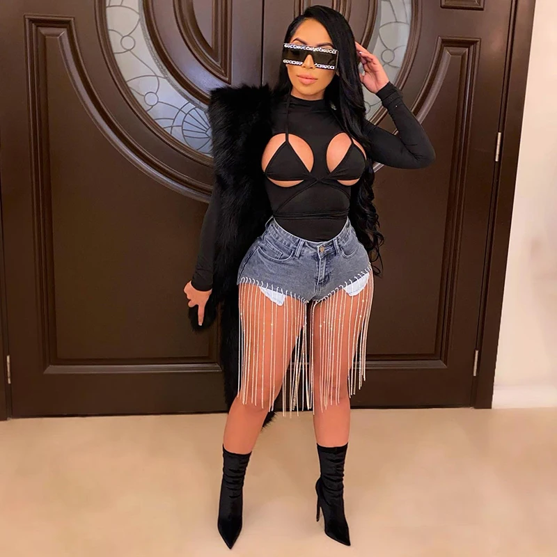 

2021 M20K11254 Mock Neck Bandage Long Sleeve Breathable Jumpsuits Women Jumpsuit Bodysuits