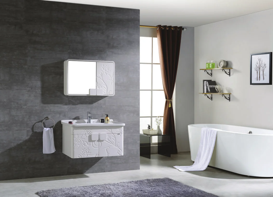 XD-806-100 Foshan factory customized 1 meter long solid wood waterproof bathroom dresser cabinet
