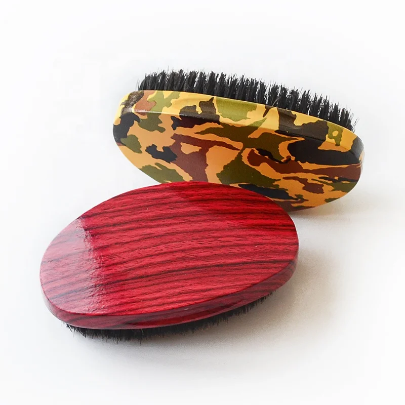 

Amazon Hot-selling Private Logo Wooden Oval Boar Bristle Curve Wave Brush 360