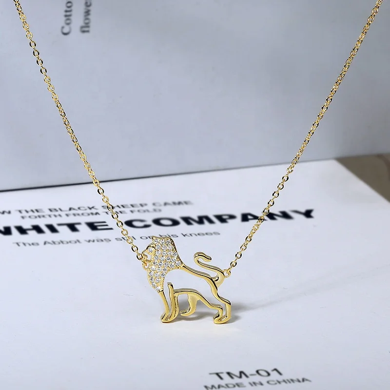 

Vintage around personality male lion collarbone chain pearl size simple necklace female fashion