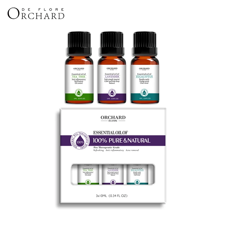 

Free shipping lavender, tea tree, eucalyptus fresh 100% natural men women massage skin care 10ml*3 essential oils gift set