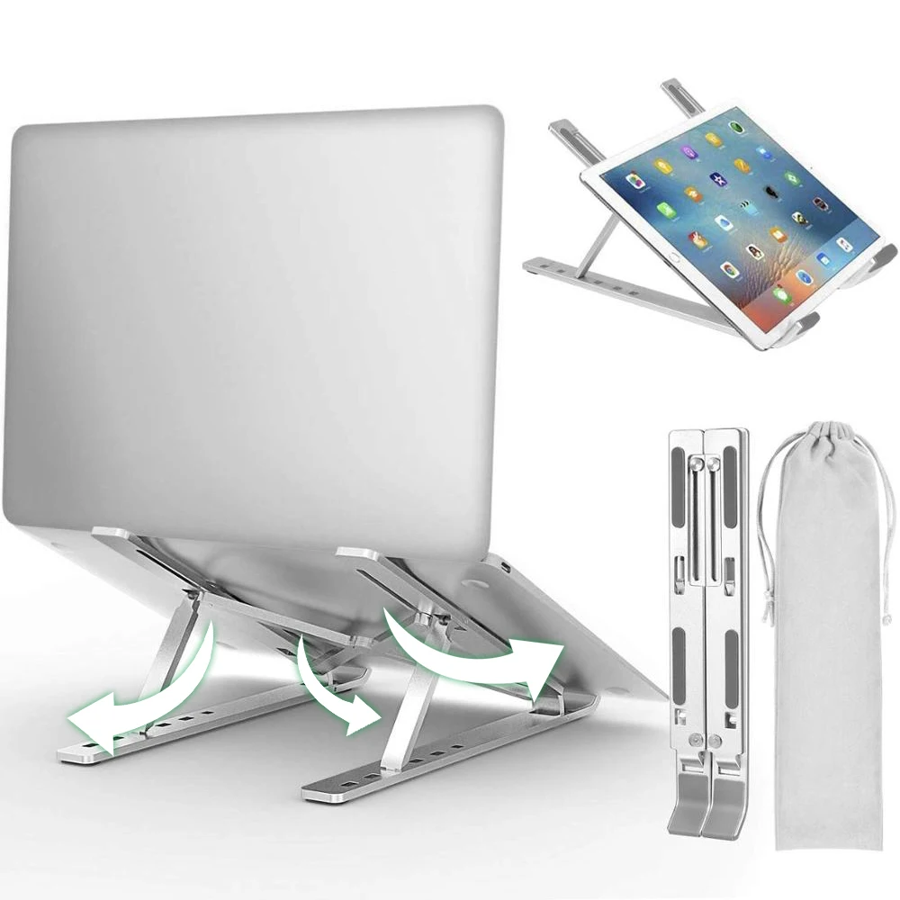 

XIDU 2021 Portable Foldable Aluminum Alloy Laptop Stand Ergonomic Adjustable Height Folding Laptop Holder Stand For Macbook, Silver