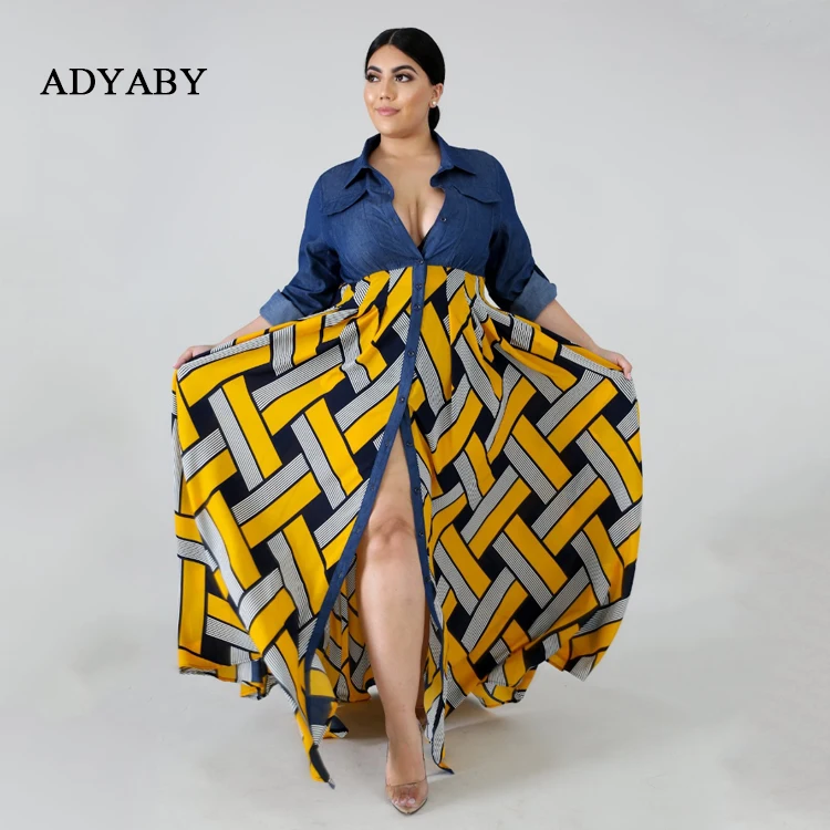 

ADYABY Retro Europe V Neck Sexy Fat Women Dresses Plus Size Women Clothing Party Dresses, Red/yellow