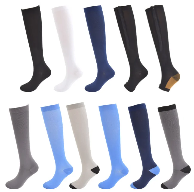 

Compression Socks Solid Color Men Women Running Socks Varicose Vein Knee High Leg Support Stretch Pressure Circulation Stocking, Custom color