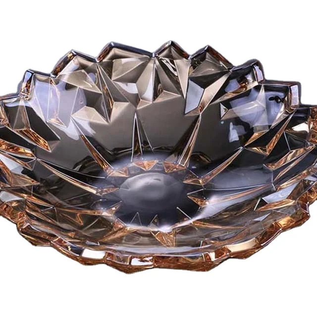 

New Selling Fruit Plate Modern Fruit Plate Transparent Crystal Fruit Plate, Amber